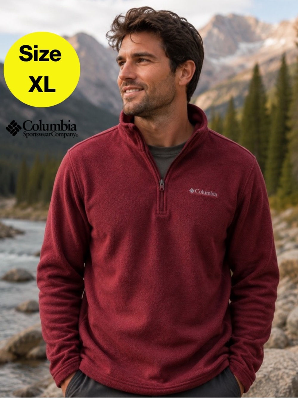 COLUMBIA ❤️ Men's Quarter Zip-Up COMFY Fleece Pullover Sweater (X-Large)